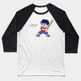 Boy Plaing Basball Cartoon Baseball T-Shirt